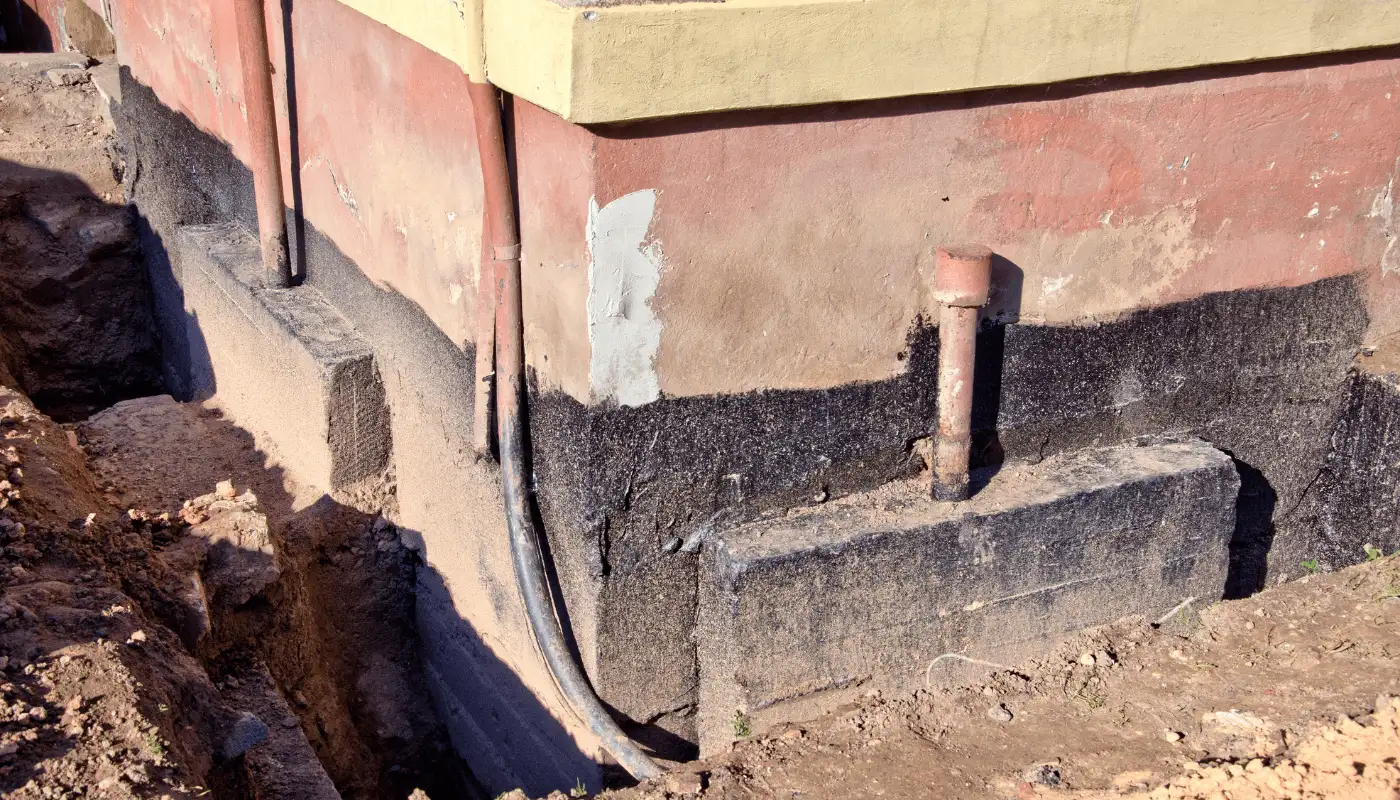 the foundation of a home being excavated for repair